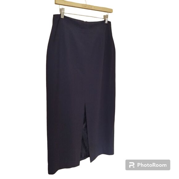 Vintage Rena Rowan for Saville Long Dk Gray Pencil Skirt w/ Front Slit Sz 10 - Picture 2 of 5